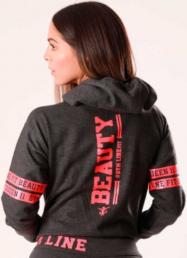 SUDADERA BEAUTY DANGER GREY GYM LINE - Fitnessstore 2