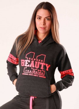 SUDADERA BEAUTY DANGER GREY GYM LINE - Fitnessstore