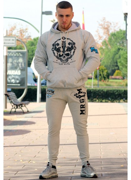 SUDADERA SKULL GRIS CLARO - Fitnessstore
