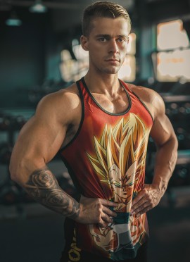 CAMISETA DE TIRANTE VEGETA RED SUPER SAIYAN  - FITNESSSTORE