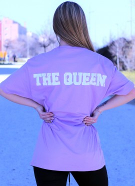 CAMISETA OVERSIZE LILA AND WHITE (THE QUEEN)  - GYM LINE