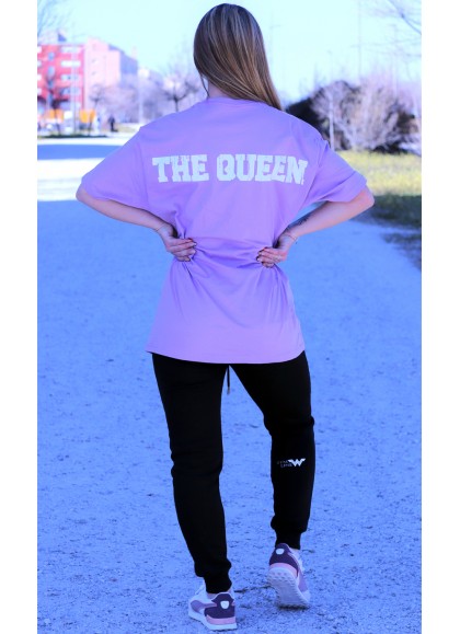 CAMISETA OVERSIZE LILA AND WHITE (THE QUEEN)  - GYM LINE