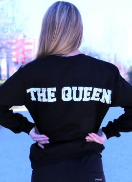 SUDADERA BASIC BLACK THE QUEEN - FITNESSSTORE