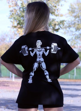 CAMISETA OVERSIZE BLACK STRONG GIRL - GYM LINE