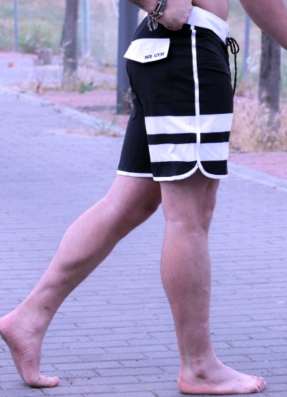 BAÑADORES MEN´S  PHYSIQUE NEW BLACK WHITE - FITNESSSTORE