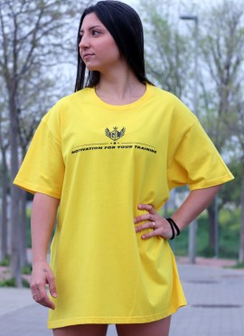 CAMISETA OVERSIZE YELLOW STRONG GIRL - GYM LINE