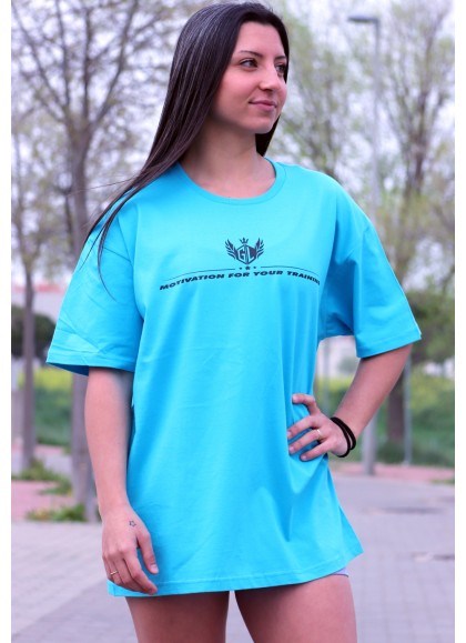 CAMISETA OVERSIZE SKY BLUE STRONG GIRL - GYM LINE
