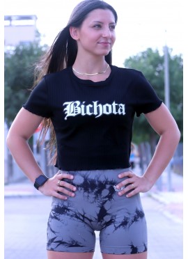 TOP CROP CORTO BLACK  BICHOTA - GYM LINE