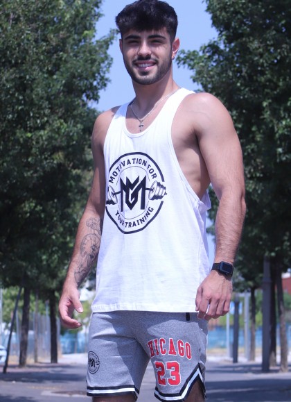 CAMISETA DE TIRANTES URBAN WHITE NEW ROUND LOGO