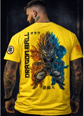 CAMISETA OVERSIZE GOTEN DE DRAGON BALL AMARILLO-MR GYM  - FITNESSSTORE.ES