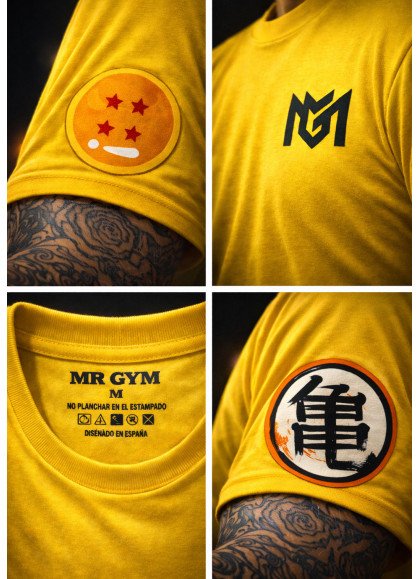 CAMISETA OVERSIZE GOTEN DE DRAGON BALL AMARILLO-MR GYM  - FITNESSSTORE.ES