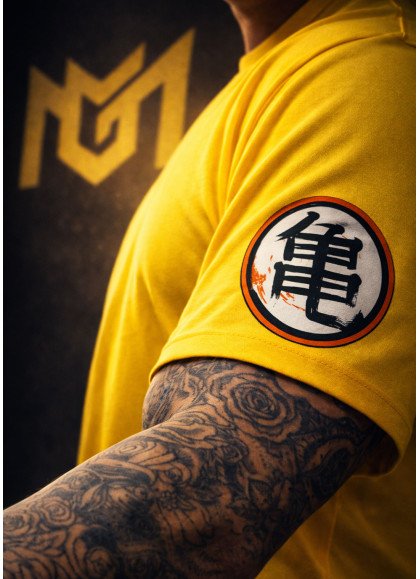 CAMISETA OVERSIZE GOTEN DE DRAGON BALL AMARILLO-MR GYM  - FITNESSSTORE.ES