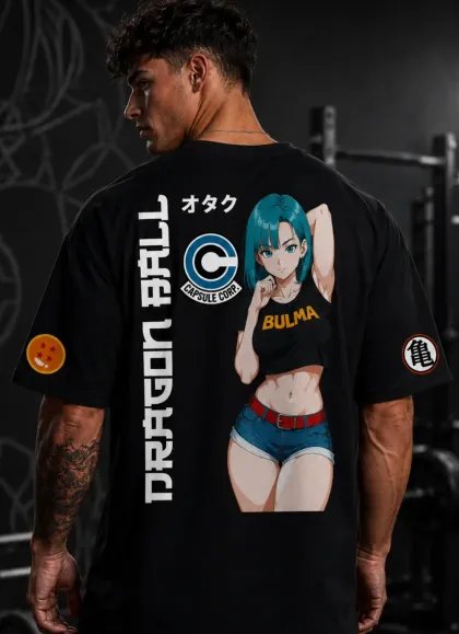 CAMISETA OVERSIZE BULMA DRAGON BALL NEGRA-MR GYM - FITNESSSTORE.ES