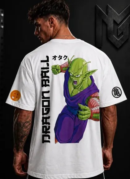 CAMISETA OVERSIZE PICCOLO DRAGON BALL BLANCA-MR GYM