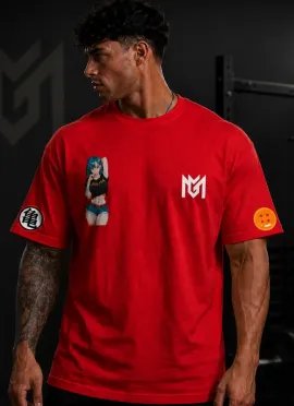 CAMISETA OVERSIZE BULMA DRAGON BALL ROJA-MR GYM 2