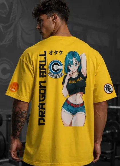 CAMISETA OVERSIZE BULMA DRAGON BALL AMARILLA-MR GYM