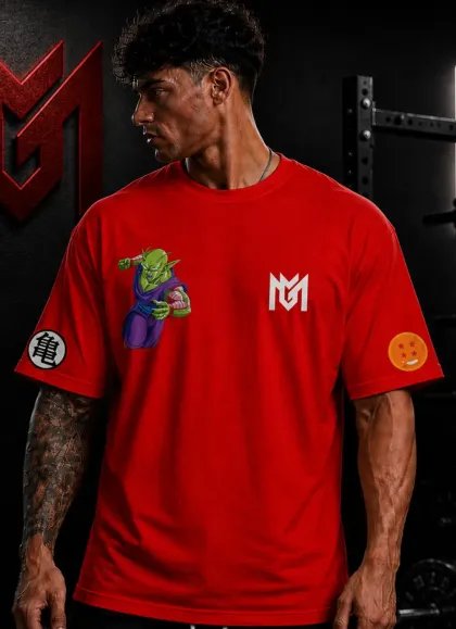 CAMISETA OVERSIZE PICCOLO DRAGON BALL ROJA-MR GYM