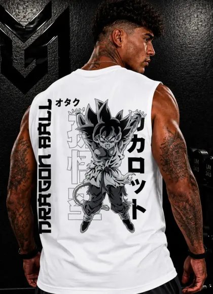 CAMISETA SIN MANGAS  GOKU GT GENKIDAMA GRAY – MR GYM